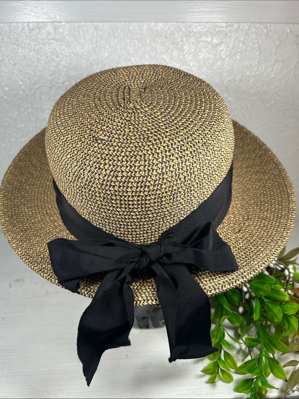 Coolibar “ Clara” Sun Hat Wide Brim Straw Sun Hat with Black Band UPF 50+ - Picture 3 of 14